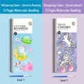 Kids watercolor coloring book set featuring space and unicorn themes with paint brush - Set of 2 for Boys (Space + Pony, 2 Brushes)