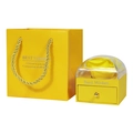 Yellow rose drawer jewelry box set with matching paper gift bag for necklaces - Flower Box 7x7x7cm + Handbag / Yellow