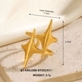 Golden stainless steel open ring featuring a geometric cross heart design in a warm setting - Gold Star Ring 1250