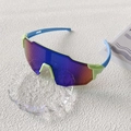 Kids sports cycling sunglasses with blue green frame and purple gradient lenses - Green Frame Blue Mirror Lens