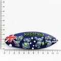 Blue surfboard-shaped resin fridge magnet with koala reliefs and Australia text - Koala Kayak