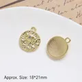 Detailed view of golden 18x21mm evil eye alloy pendant with rhinestone inlay - Style 2 Rhinestone Evil Eye (18*21mm)