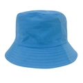 Detail view of the stitching and light blue cotton fabric on a classic bucket hat - Light Blue