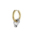 Men's titanium steel dangle earring with gold hoop, silver rings, and zircon bead - Gold 2 (Price per Unit)