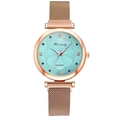 Women's quartz watch with mint green floral dial and rose gold magnetic steel strap - Cyan Single Watch