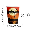 Detail view of 10 Halloween paper cups with size dimensions of 8.5cm by 7.5cm - Pumpkin Paper Cup