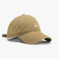 Khaki cotton baseball cap with white letter H embroidery and adjustable strap - Khaki