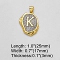 18k vergoldeter Buchstabe K Anhänger mit Zirkonia-Besatz, Größe 25x17x3mm - Buchstabe K