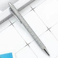 Sparkling silver glitter retractable ballpoint pen with metallic accents and clip - Silver Scale (Silver Trim)