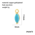 18K gold plated marquise turquoise pendant DIY jewelry accessory 11x4mm size - Gold/Turquoise Zirconia