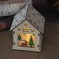 Lighted wooden Christmas house ornament with reindeer and tree cutout patterns - Large Reindeer
