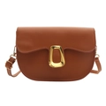 Bolso de hombro chic en cuero PU marrón con correa ajustable y hebilla dorada - Marrón