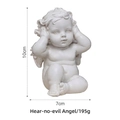 Hear-no-evil angel candle holder statue in white resin, height 10cm for home decor - Hear No Evil Little Angel