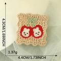 Handmade crochet cherry rabbit patch variant with size 4.4cm x 4.3cm measurements - Red Cherry Rabbit