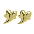 Polished 18k gold heart-shaped brass stud earrings with a shiny metallic finish - Gold Heart Style (FE2310C77)