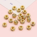 Golden spacers with sparkling white rhinestones for DIY bracelet jewelry making - Iron Rhinestone Rondelle / 8mm Rhinestone Ring / 5pcs Pack / Gold