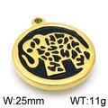 Détail d'un pendentif éléphant doré avec texture noire, largeur de 25mm et poids de 11g - Éléphant d'or (KLJ3767-Z) / 25mm