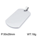 Polierter silberner Edelstahl Militär-Erkennungsmarke Anhänger 50x28mm und 18g - Stahlfarben Groß (KP98515-KFC) / Mit 3mm*60cm Seilkette
