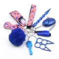 Personal alarm keychain set with American flag pattern and blue neoprene accessories - US Flag Pattern