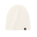 Gorro tipo bucket de lana tejida crema con textura acanalada y etiqueta de logo negra - Talla única / Blanco Roto