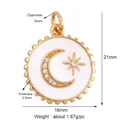 Golden moon and star enamel charm pendant with dimensions 16mm width and 21mm height - Gear Star Moon-White