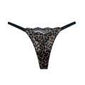 Sexy leopard print thong for women featuring lace trim and ice silk fabric - Leopard Print