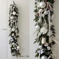 Guirnalda navideña de 1,35m plata y blanca con piñas, bolas y lazos decorativos - Guirnalda Decorada Plata Blanca 135CM (Con Luz) / Longitud 1.35m