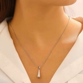 Elegant silver waterdrop pendant necklace with minimalist polished titanium steel finish - Silver Tone Minimalist Waterdrop Necklace (11803)