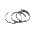Three-piece stainless steel bangle set with Roman numerals and twisted wire ball design - 3 Steel Pieces Set / Silver