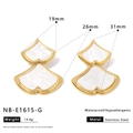 Pendientes de acero inoxidable dorados en forma de abanico con incrustación de nácar - Estilo de Abanico en Capas (NB-E1615-G) / Dorado