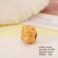 Golden zodiac horse charm bead for DIY jewelry making, 4mm aperture and 3.5g weight - H-7705 (Horse)