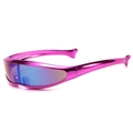 Occhiali da sole Y2K futuristici rosa metallizzato con lenti sfumate blu-viola - Viola