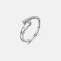 Adjustable S925 sterling silver open ring with unique bark texture and sparkling zircons - Adjustable Open / Platinum