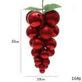 Red grape cluster Christmas ornament with matte and glossy baubles and green leaves - Large (30cm) / Red