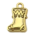 DIY Christmas stocking pendant in antique gold finish for holiday jewelry making - 1pc Small Sock 11x17mm