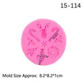 Roze ronde siliconen kerstvorm met motieven van rendieren en sneeuwvlokken - 4# Rendier Sneeuwvlok / Roze