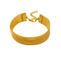 Gold mesh chain bracelet with lobster clasp and adjustable link in polished finish - 16mm Bracelet / Gold