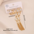Goldenes Edelstahl-Ohrring-Set mit Mondquasten und glänzenden Strasssteinen - Mond Quasten Stil (1# Mond)