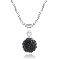 S925 Silberhalskette mit einem schwarzen Shamballa Kristallkugel-Anhänger - Nur Anhänger (Keine Kette) / 8mm / Schwarz