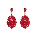 Boucles d'oreilles pendantes en cristal rouge avec base en alliage pour mariages - Rouge