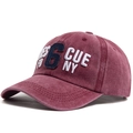 Gorra de béisbol vintage de algodón lavado burdeos con bordado 3D del número 6 - Ajustable / Burdeos