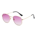 Gafas de sol hexagonales con montura de metal dorado y lentes degradados rosas - Montura Dorada Lente Púrpura Degradado C21