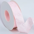 Pink satin ribbon roll with white love cursive print for romantic gift wrapping - Light Pink Love / 2.5cm*25 Yards
