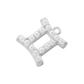Detail of silver letter H charm with white pearl inlay for DIY jewelry crafting - Silver Gemini Pearl Pendant