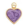 Golden heart pendant with purple enamel texture and double hanging loop for jewelry DIY - Purple Marble Heart-L284480