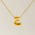 Polished golden bubble letter E pendant necklace crafted in high-quality titanium steel - Gold - Letter E