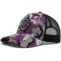 Gorra trucker de camuflaje morado con parche redondo y malla transpirable trasera - Camuflaje Púrpura