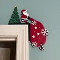 Christmas Santa and gift bag wooden door corner frame decoration for home holiday ornament - Santa Claus with Gift Bag
