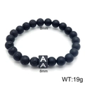 Bracciale da 8 mm in pietra lavica e perline opache con due ciondoli lettera A - Stile Lettera A (KB122523-Z) / 8mm