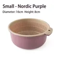 Double-layer Nordic Purple plastic kitchen drain basket set in small size 16x8cm - Small / Nordic Purple